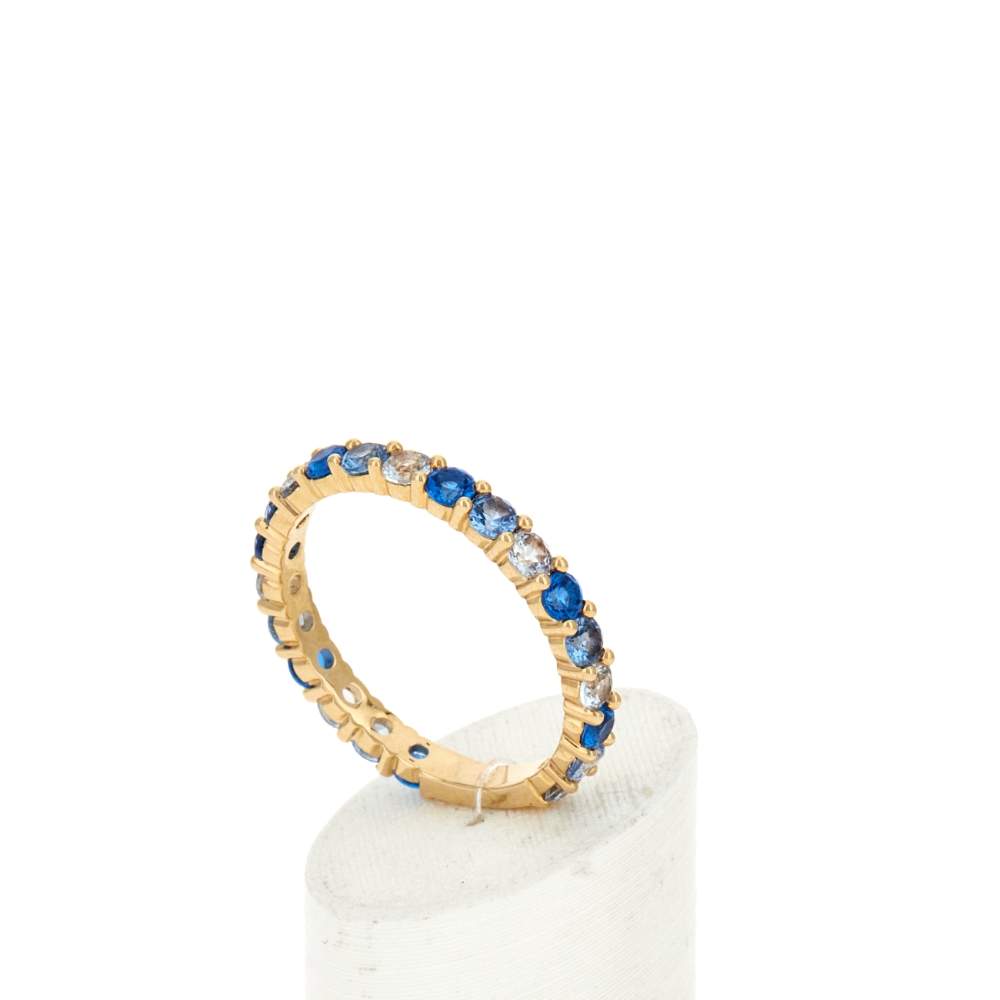 Bague plaqué or zirconias bleus - vue 4