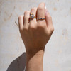 Bague plaqué or zirconias bleus - vue Vporté 2