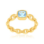 Bague plaqué or zirconia bleu - vue 1