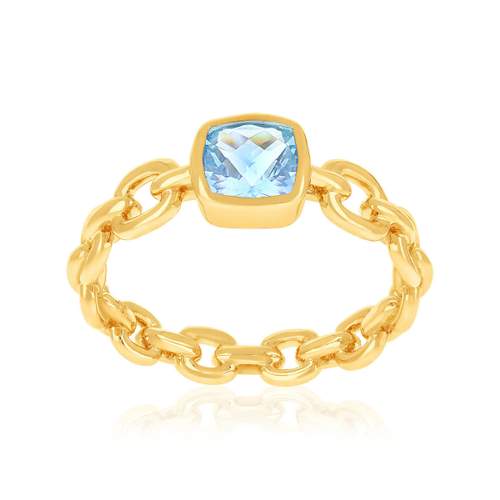 Bague plaqué or zirconia bleu
