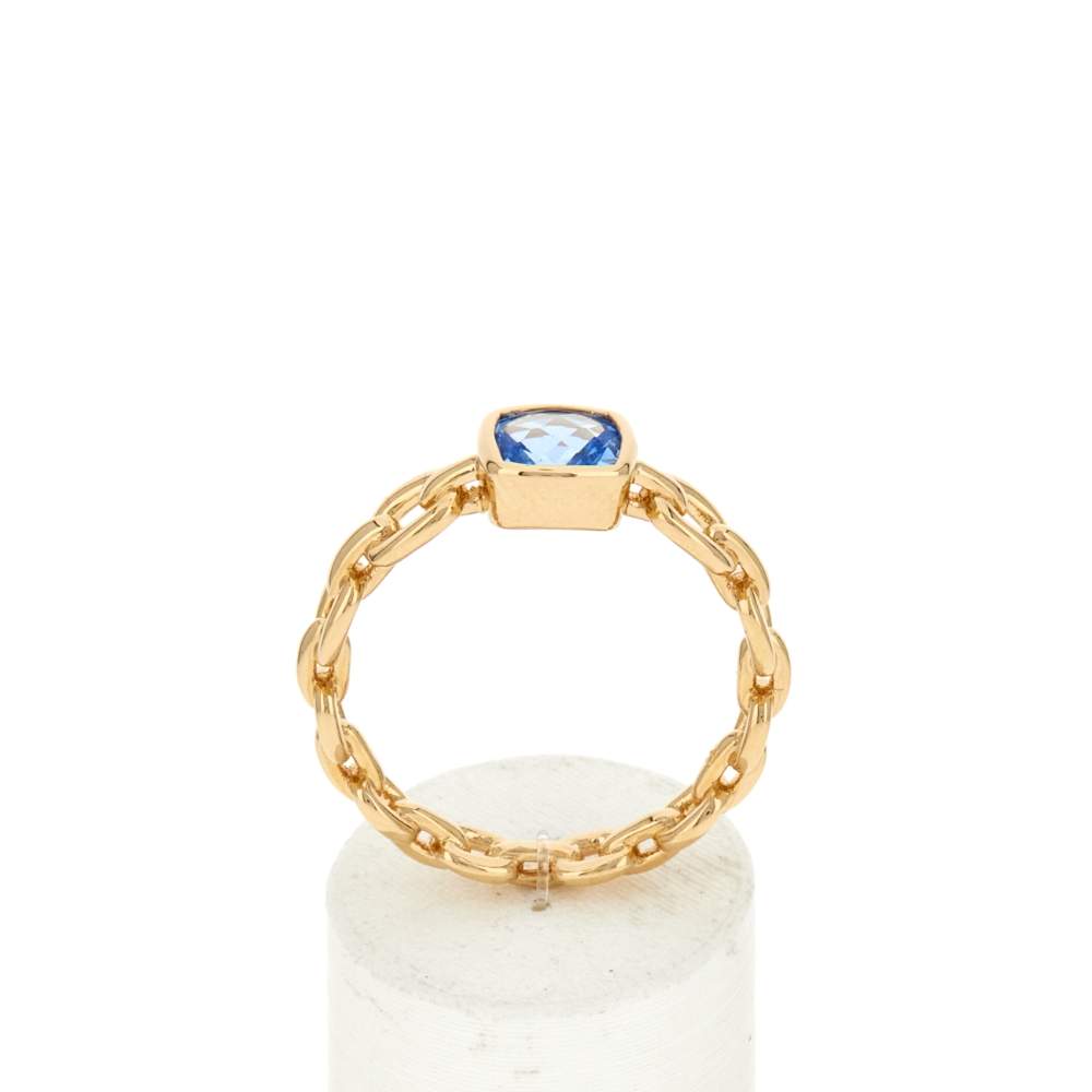 Bague plaqué or zirconia bleu - vue 1