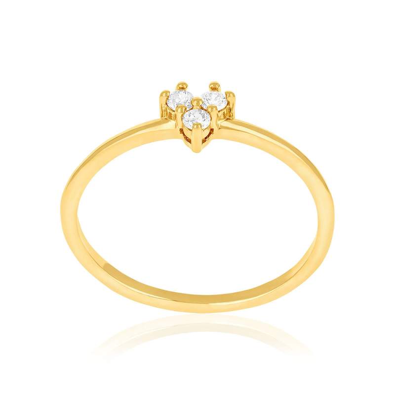 Bague plaqué or zirconias - vue 1