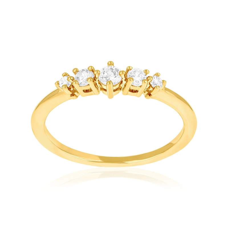 Bague plaqué or zirconias - vue 1