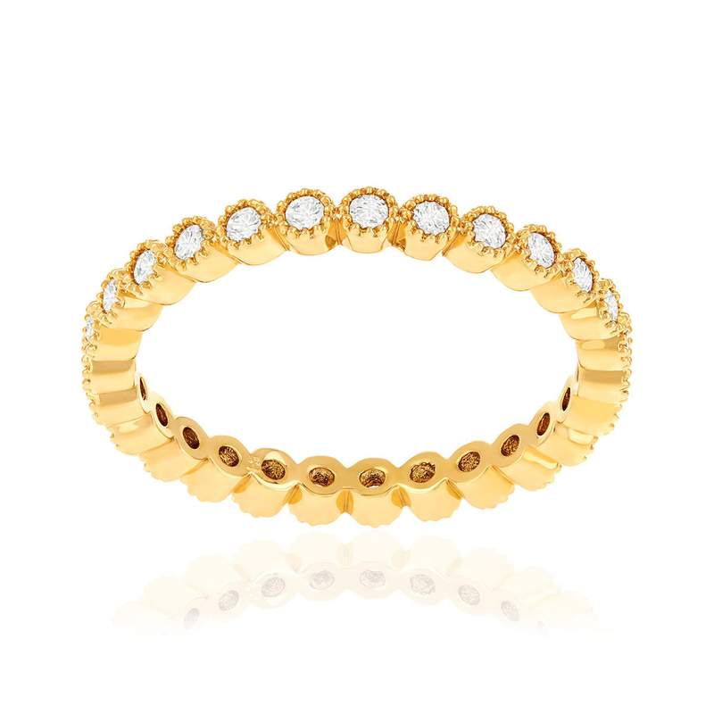 Bague plaqué or zirconias - vue 1