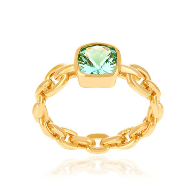 Bague plaqué or zirconia vert - vue 1