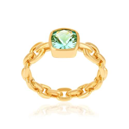 Bague plaqué or zirconia vert