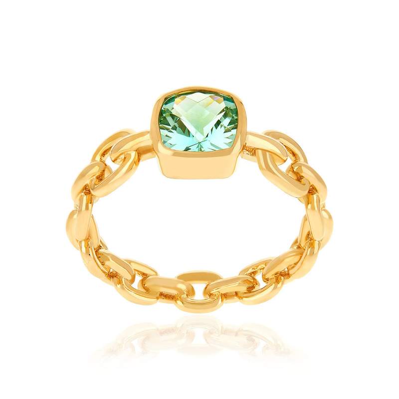 Bague plaqué or zirconia vert - vue 1