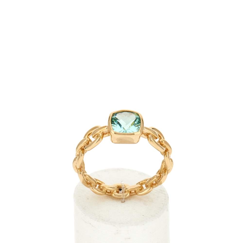 Bague plaqué or zirconia vert - vue 1