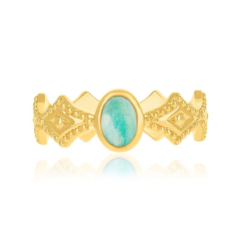Bague plaqué or amazonites - vue 3