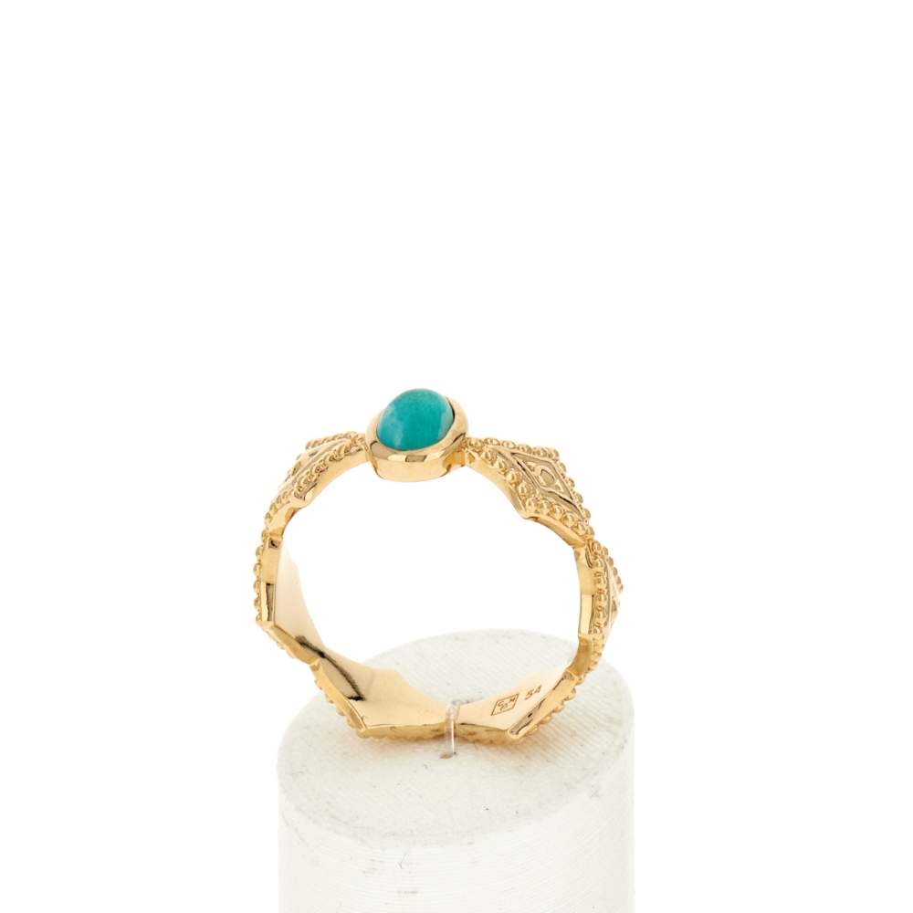 Bague plaqué or amazonites - vue 2