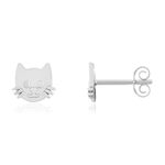 Boucles d'oreilles argent 925 têtes de chat - vue 1