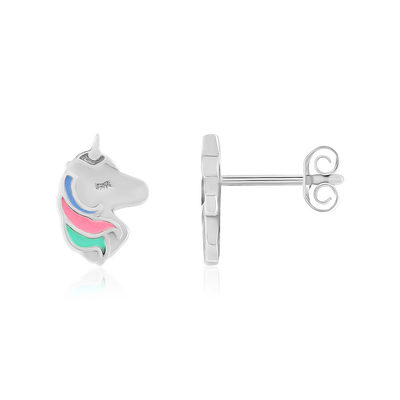 Boucles d'oreilles argent 925 tête de licornes - vue 1