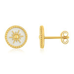 Boucles d'oreilles plaqué or laque blanche - vue 1