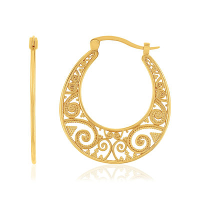 Créoles plaqué or ouvragées - vue 1