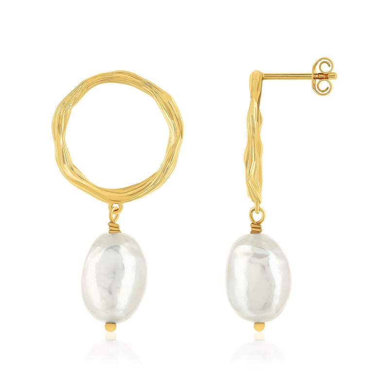 Boucles d'oreilles plaqué or perles de cultures - vue 1