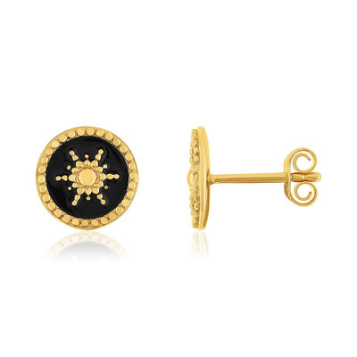 Boucles d'oreilles plaqué or laque noire