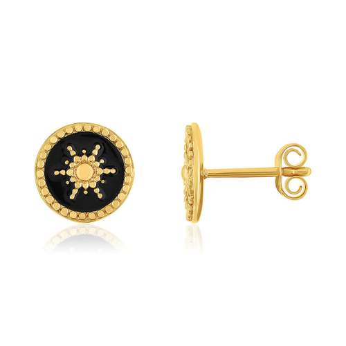 Boucles d'oreilles plaqué or laque noire