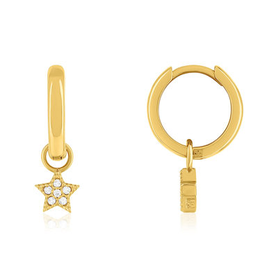 Créoles plaqué or pampilles étoiles et zirconias