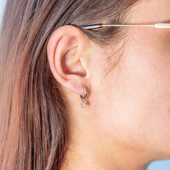 Créoles plaqué or pampilles étoiles et zirconias