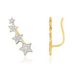 Boucles d'oreilles plaqué or jaune étoiles et zirconias - vue 1