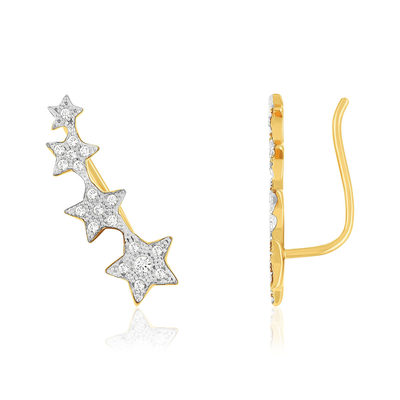 Boucles d'oreilles plaqué or jaune étoiles et zirconias