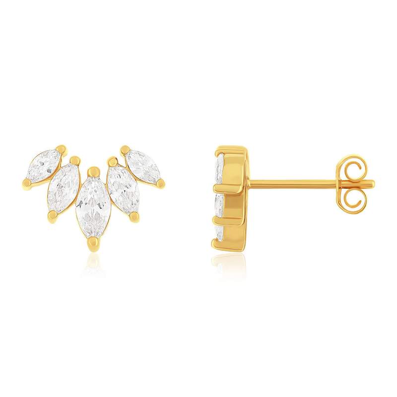 Boucles d'oreilles plaqué or zirconias - vue 1