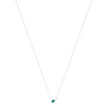 Collier argent 925 rhodié pierre synthétique verte et zirconias 45 cm - vue 2