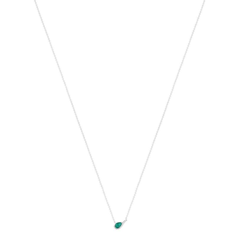 Ketting zilver 925 rhodium synthetische groene steen en zirkonia's 45 cm - bekijk 2