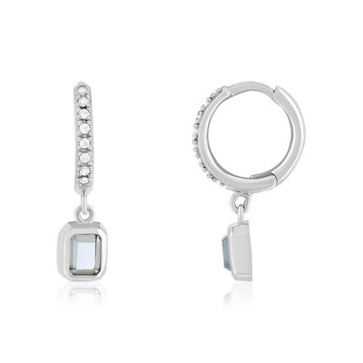 Créoles argent 925 pampilles pierres bleues et zirconias