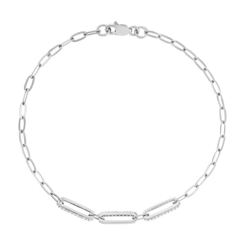 Bracelet argent 925 rhodié zirconias 19 cm - vue 1