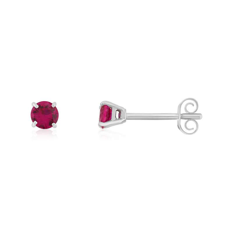 Boucles d'oreilles argent pierres synthétiques rouges - vue 1