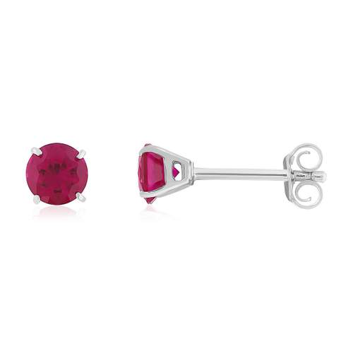 Silver earrings with red synthetic stones