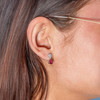 Boucles d'oreilles argent pierre synthétique rouge et zirconias - vue Vporté 1