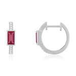 Boucles d'oreilles argent 925 pierre synthétique rouge et zirconias - vue 1