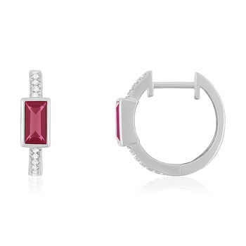 925 zilveren oorbellen met rode synthetische steen en zirkonia's