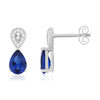 Boucles d'oreilles argent pierres synthétiques bleues et zirconias - vue V1