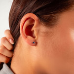 Boucles d'oreilles argent 925 pierres synthétiques bleues - vue porté 1