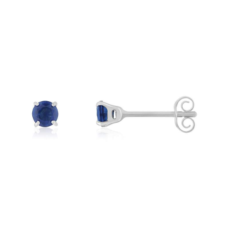 Boucles d'oreilles argent 925 pierres synthétiques bleues foncées - vue 1