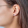 Boucles d'oreilles argent 925 pierres synthétiques bleues foncées - vue Vporté 1