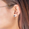 Boucles d'oreilles argent 925 pierres synthétiques bleues - vue Vporté 1