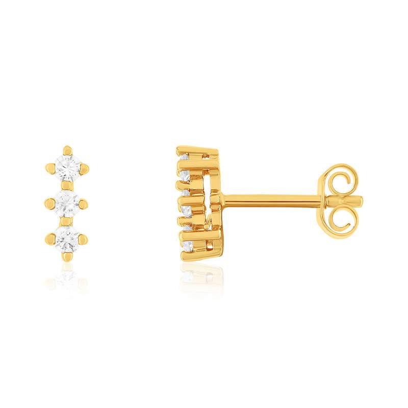 Boucles d'oreilles plaqué or zirconias - vue 1