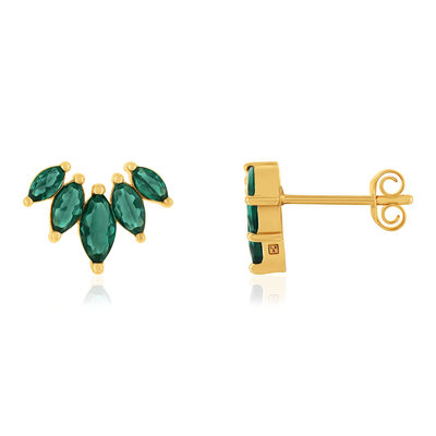 Boucles d'oreilles plaqué or pierres synthétiques vertes - vue 1