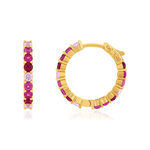 Créoles plaqué or zirconias roses - vue 1