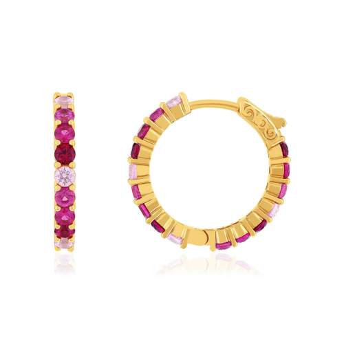 Gold-plated rose zirconia hoop earrings
