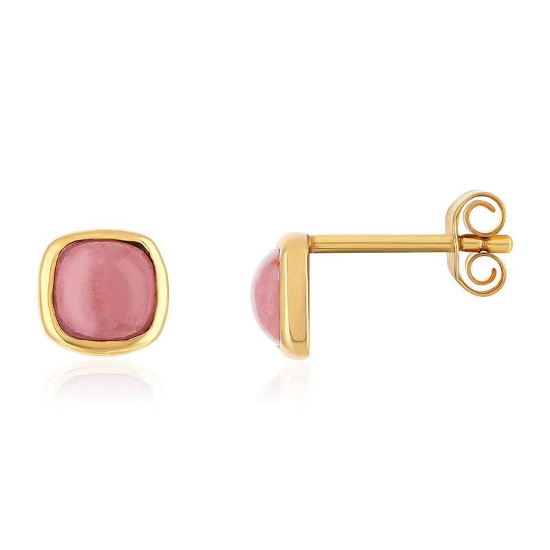 Boucles d'oreilles plaqué or pierres synthétiques rouges - vue 1