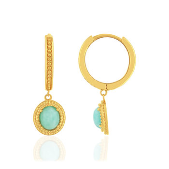 Bohemian charm - Gold-plated hoop earrings with amazonite pendants