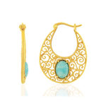 Créoles plaqué or filigranées et amazonites - vue 1