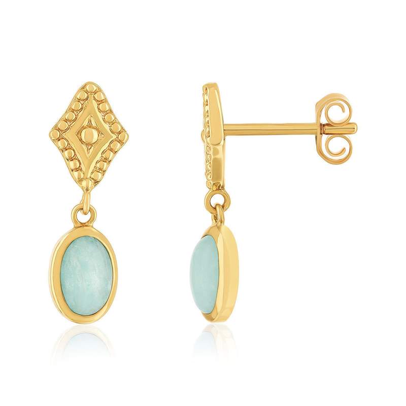 Boucles d'oreilles plaqué or amazonites - vue 1