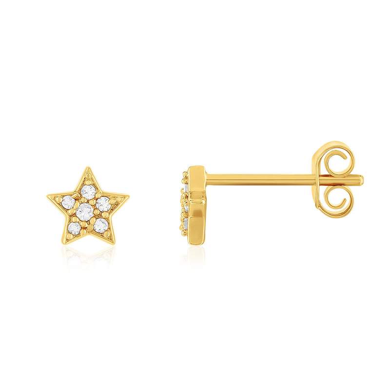 Boucles d'oreilles plaqué or étoiles zirconias - vue 1