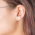 Boucles d'oreilles plaqué or lune zirconias - vue porté 1